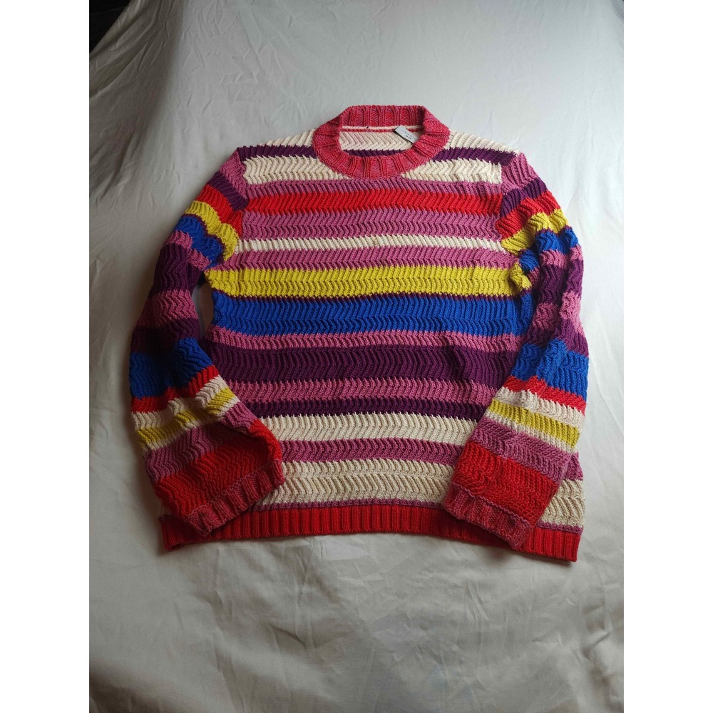 Weekend Max Mara Striped Textured Knit Sweater Multicolor XL Womens